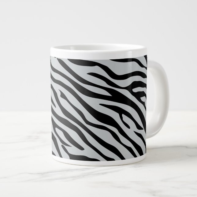 Magic Zebra Stripes Click to Customise Grey Colour Large Coffee Mug (Front Right)