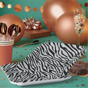 Magic Zebra Stripes Click to Customise Grey Colour Paper Plate