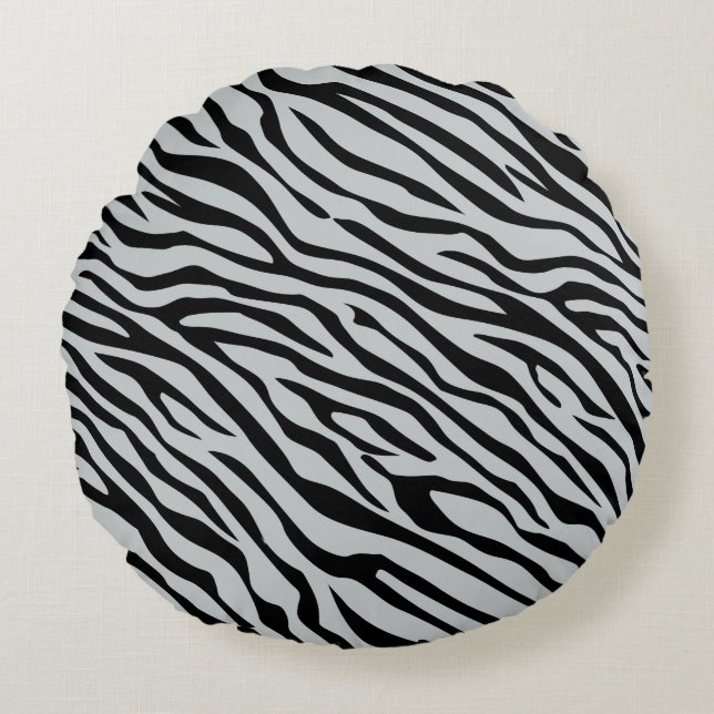 Magic Zebra Stripes Click to Customise Grey Colour Round Cushion (Front)