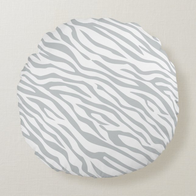Magic Zebra Stripes Click to Customise Grey Colour Round Cushion (Front)