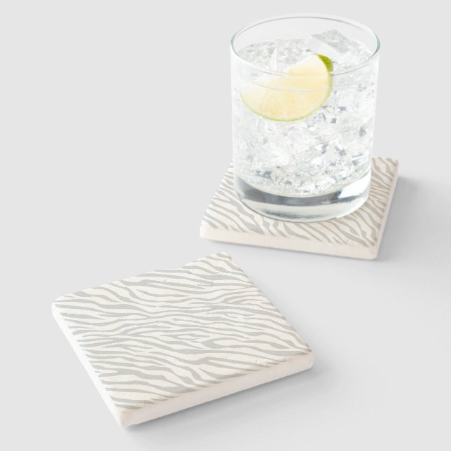 Magic Zebra Stripes Click to Customise Grey Colour Stone Coaster (Side)