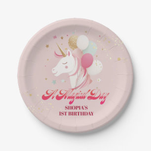 Magical 1st Birthday Unicorn Paper Plate