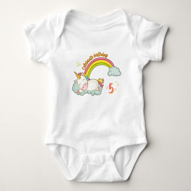 Magical 5th birthday celebration  baby bodysuit (Front)
