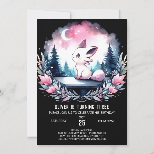 Magical Adorable Cat Birthday  Invitation (Front)