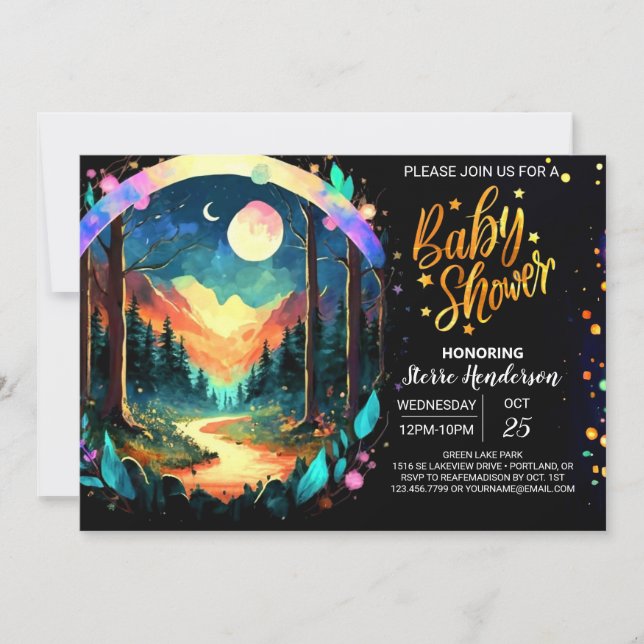 Magical Adventure Awaits Boho Baby Shower Invitation (Front)