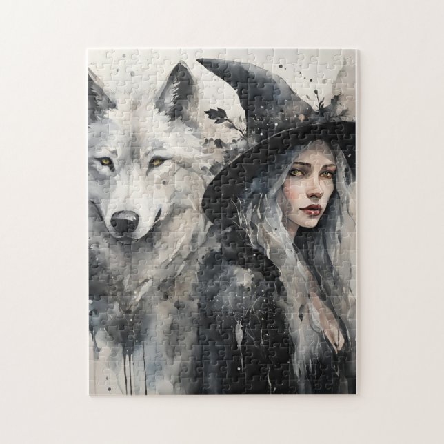 Magical Adventure with a White Wolf" Jigsaw Puzzle (Vertical)