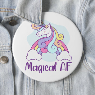 Magical AF   Unicorn 6 Cm Round Badge