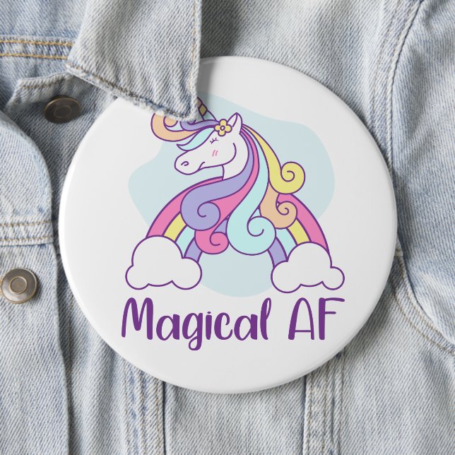 Magical AF | Unicorn 6 Cm Round Badge (In Situ)