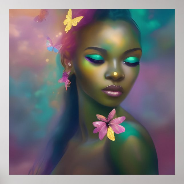 Magical African Rainbow Butterfly Girl 3 Poster (Front)