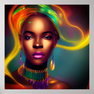 Magical African Rainbow woman colourful Poster