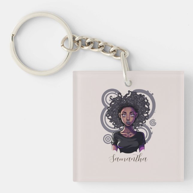 Magical Afro Woman Key Ring (Front)