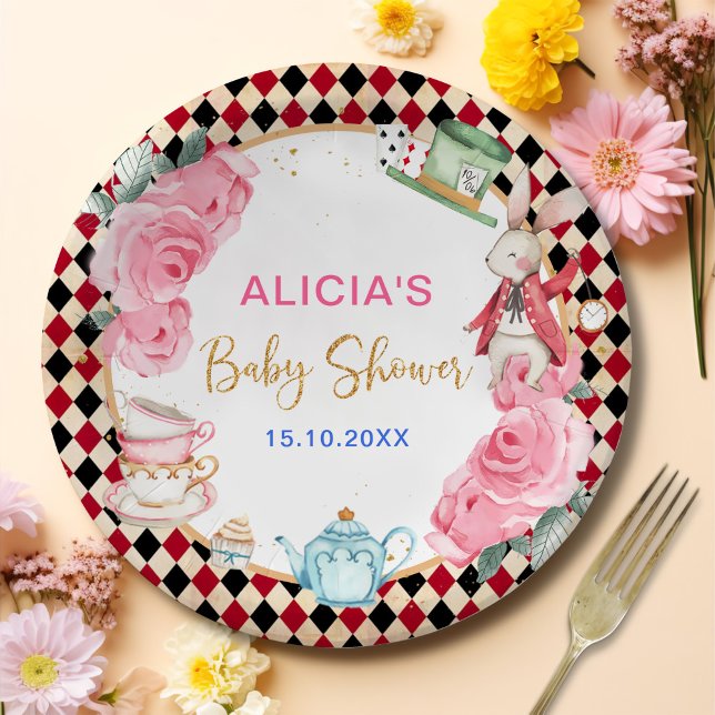 Magical Alice in Wonderland Baby Shower Tea Party Paper Plate (Creator Uploaded)