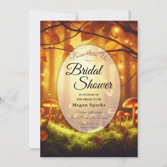 Magical Amber Forest Fairytale Bridal Shower Invitation (Front)