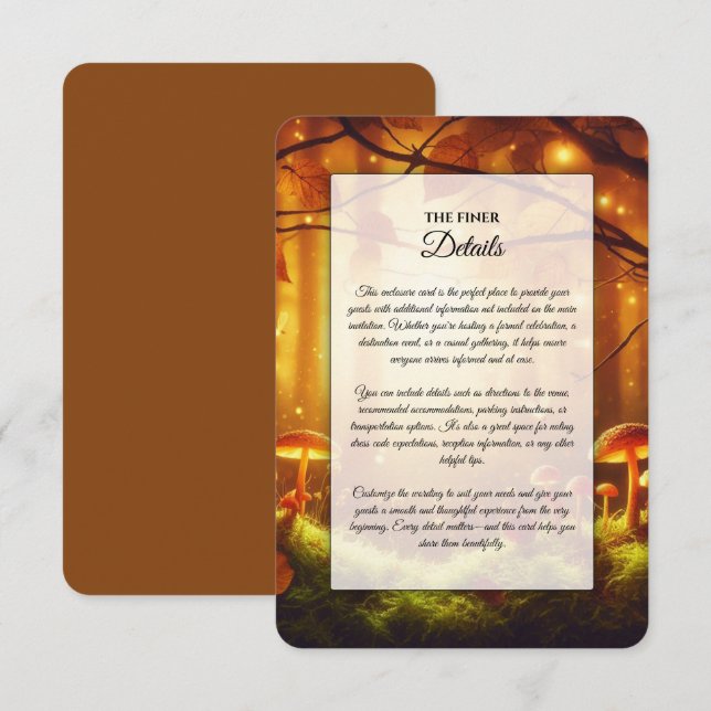 Magical Amber Forest Fairytale Wedding  Enclosure Card (Front/Back)