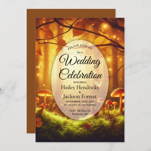 Magical Amber Forest Fairytale Wedding Invitation (Front/Back)