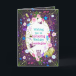 Magical and Enchanting Birthday, Granddaughter Card<br><div class="desc">Magical and whimiscal birthday greeting full of colour,  characters.  See other categories same image.  Inside and outside designed heavily.

Some flowers and vines provide by Original graphics (c)Delightful-Doodles (original artwork©delightful-doodles</div>
