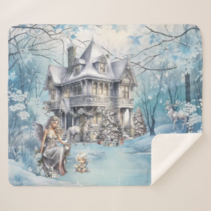 Magical and Whimsical Christmas Fairy Sherpa Blanket
