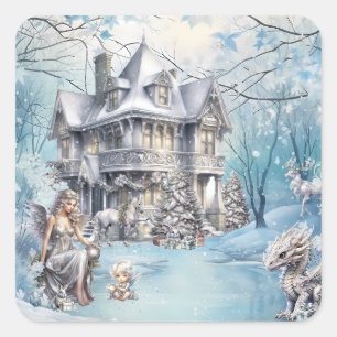 Magical and Whimsical Christmas Fairy Square Sticker