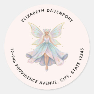 Magical Angel Fairy Pastel Colors Address Classic Round Sticker