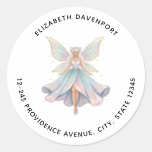 Magical Angel Fairy Pastel Colours Address Classic Round Sticker