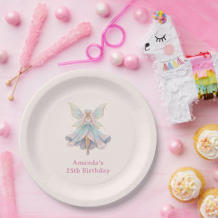Magical Angel Fairy Pastel Colours Birthday Paper Plate