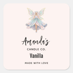 Magical Angel Fairy Pastel Colours Candle Business Square Sticker