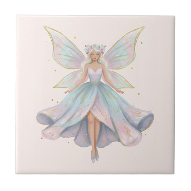 Magical Angel Fairy Pastel Colours Ceramic Tile (Front)