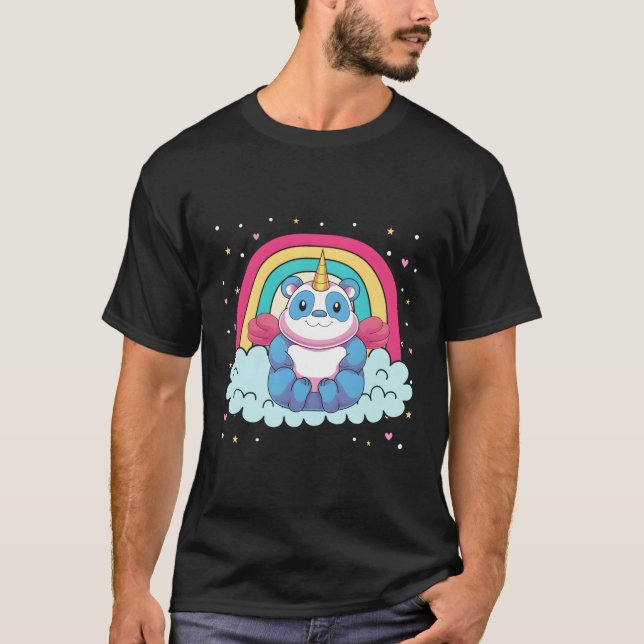 Magical Animal Rainbow Pandacorn Unicorn Panda T-Shirt (Front)