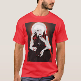 Magical art of a White Queen Moon and Night Wolf T-Shirt