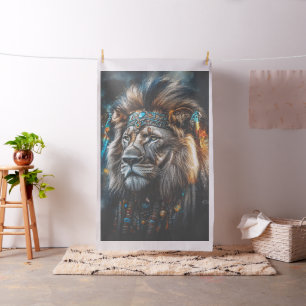 Magical Artistically Dressed Lion  Fabric