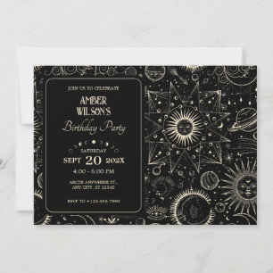 Magical astrology boho celestial birthday invitation