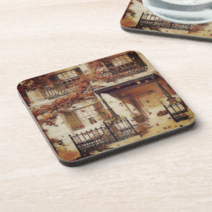 Magical Autumn House Beverage Coaster