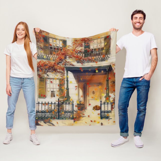 Magical Autumn House Fleece Blanket (In Situ)