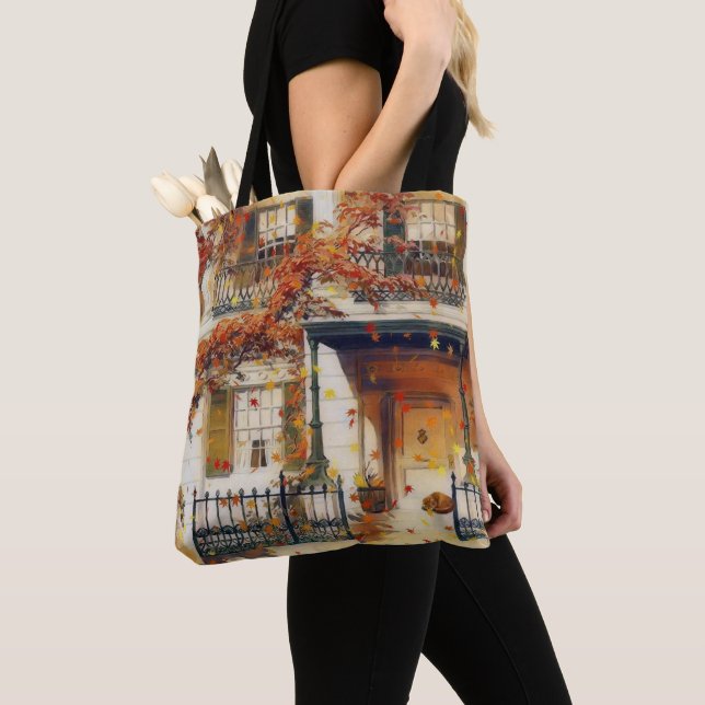 Magical Autumn House Tote Bag (Close Up)