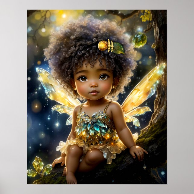 Magical Baby African American Fairy in Tree Poster (Front)
