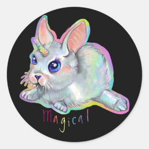 Magical baby bunny-corn classic round sticker