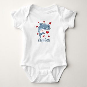 Magical Baby Dolphin with Love Hearts Bodysuit