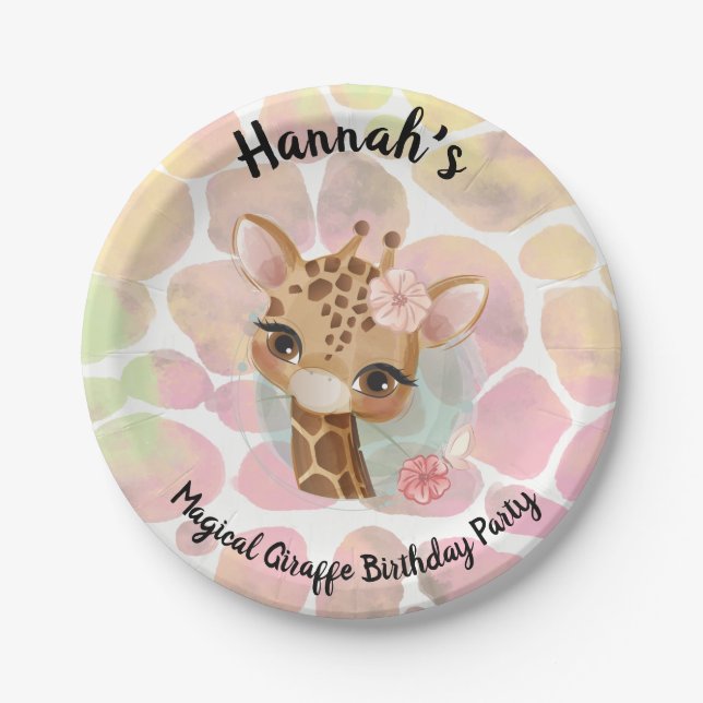 Magical baby giraffe paper plate (Front)