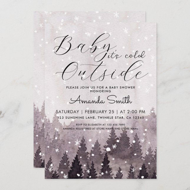 Magical Baby It's Cold Outside Girl Baby Shower Invitation (Front/Back)