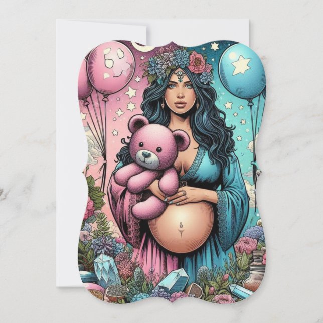 Magical Baby Shower | Gender Reveal Flat Card (Front)