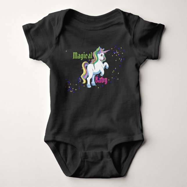 Magical Baby Unicorn One-Pieces Baby Bodysuit (Front)