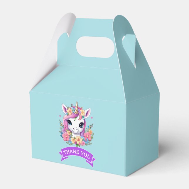 Magical Baby Unicorn with Flowers Favour Box (Front Side)