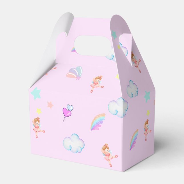 Magical Ballet rainbow gradient birthday party kid Favour Box (Front Side)