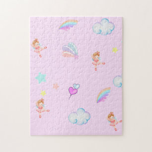 Magical Ballet rainbow gradient birthday party kid Jigsaw Puzzle