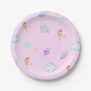 Magical Ballet rainbow gradient birthday party kid Paper Plate