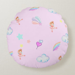 Magical Ballet rainbow gradient birthday party kid Round Cushion