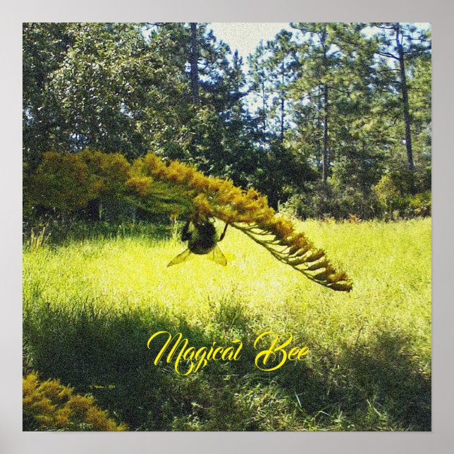 Magical Bee, Bee Poster, Bee and Flowers Poster,  Poster (Front)