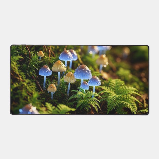Magical Bioluminescent Fungi - Deep Forest Desk Mat (Front)