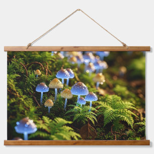 Magical Bioluminescent Fungi - Deep Forest Hanging Tapestry