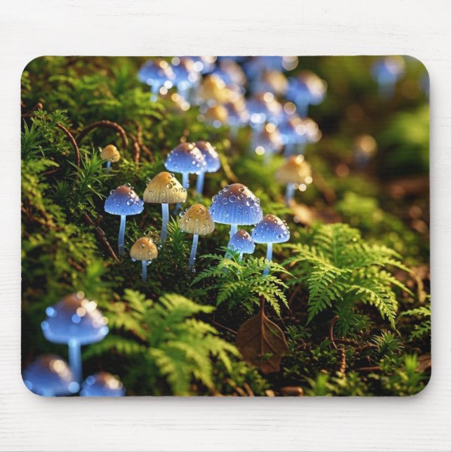 Magical Bioluminescent Fungi - Deep Forest Mouse Pad (Front)